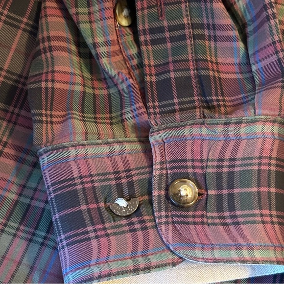 Orvis Men’s L Green And Purple Plaid Button Down Shirt 100% Cotton Long Sleeve - Picture 7 of 8